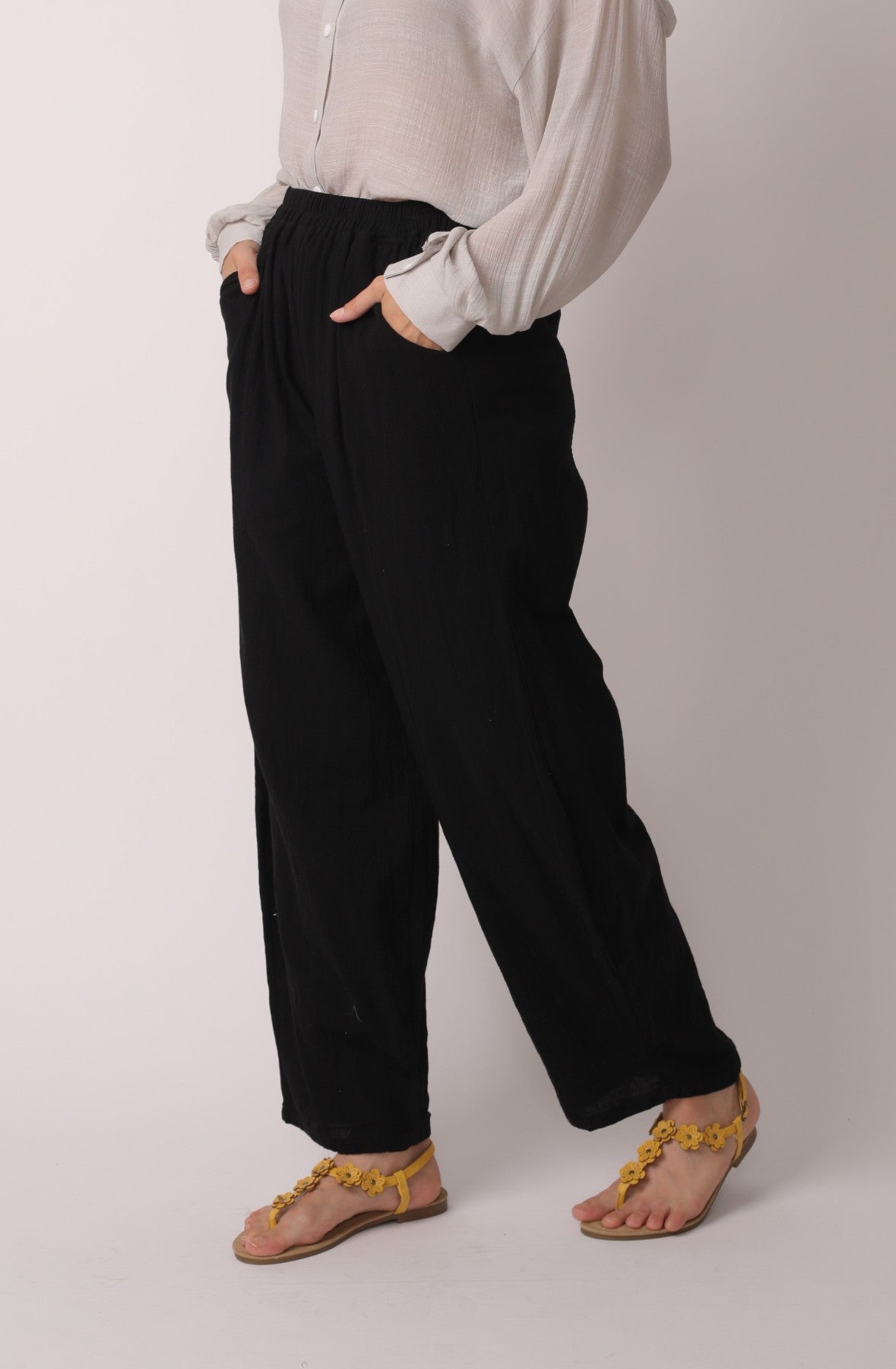 Japanese Zen Cotton Linen Palazzo Pants | Zen