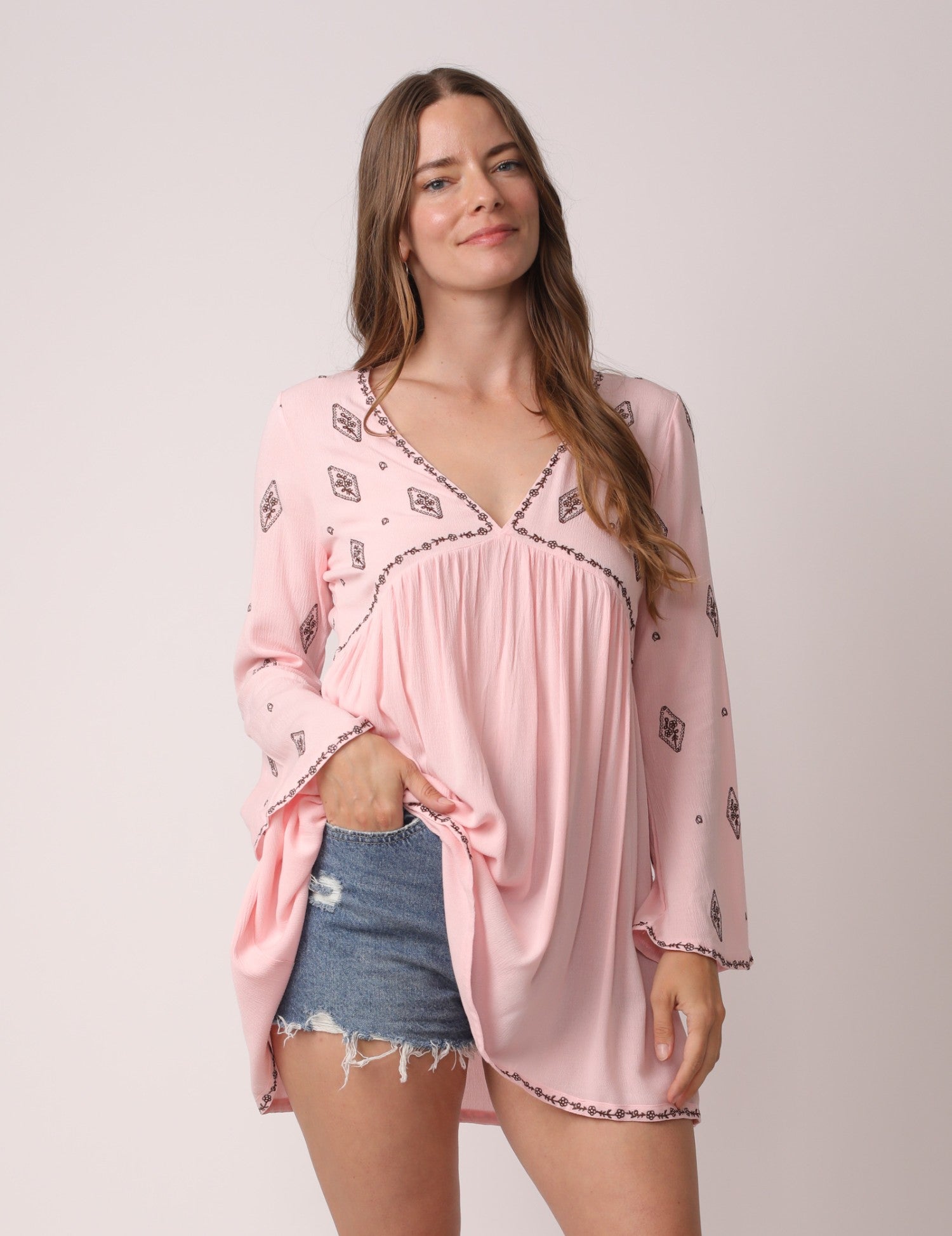 Elegant Diamond Print Blouse for Women