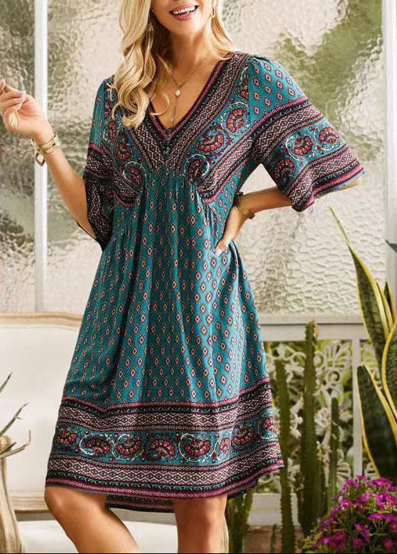 Terra Tides Hippie V-Neck Dress