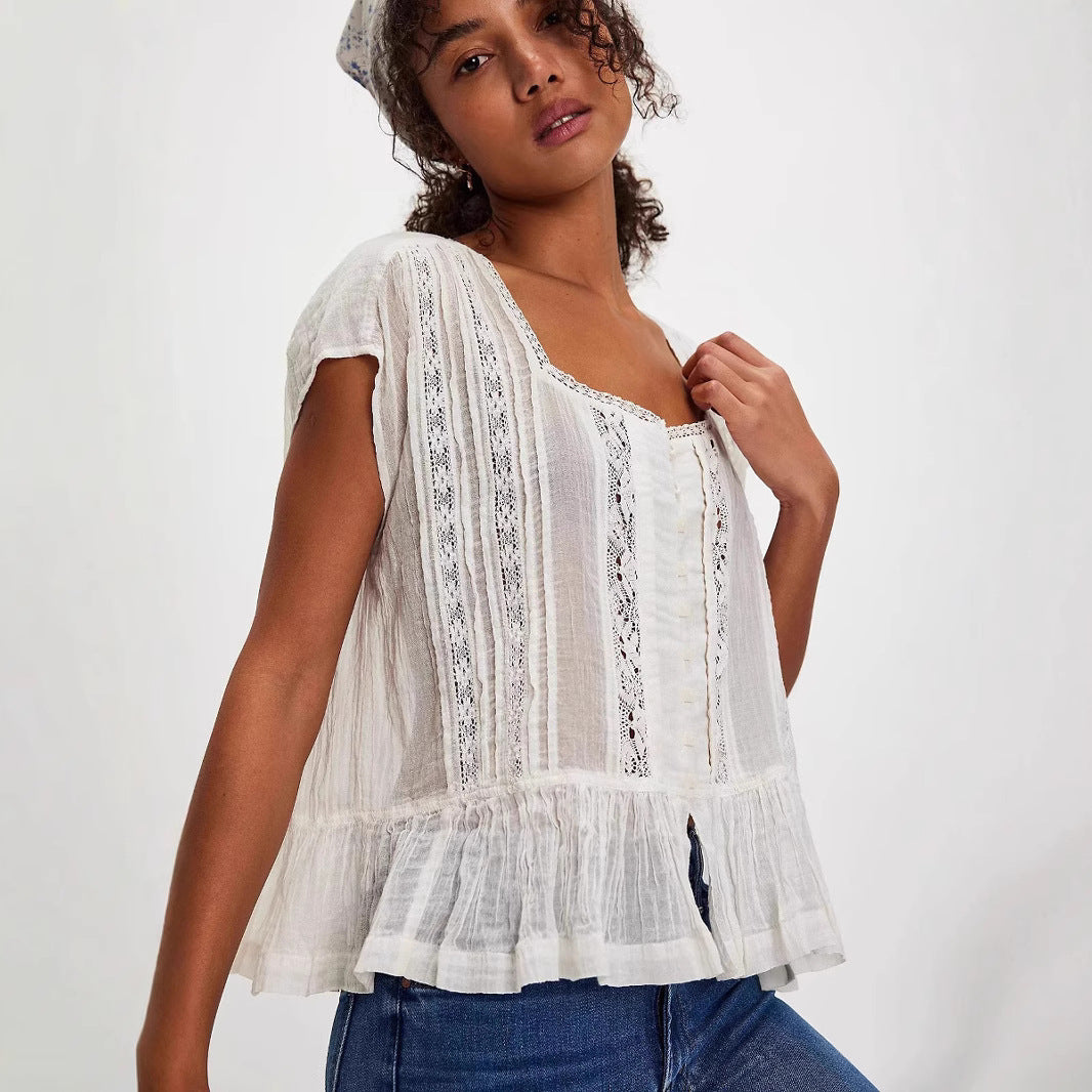 Sage Embroidered Cotton Top