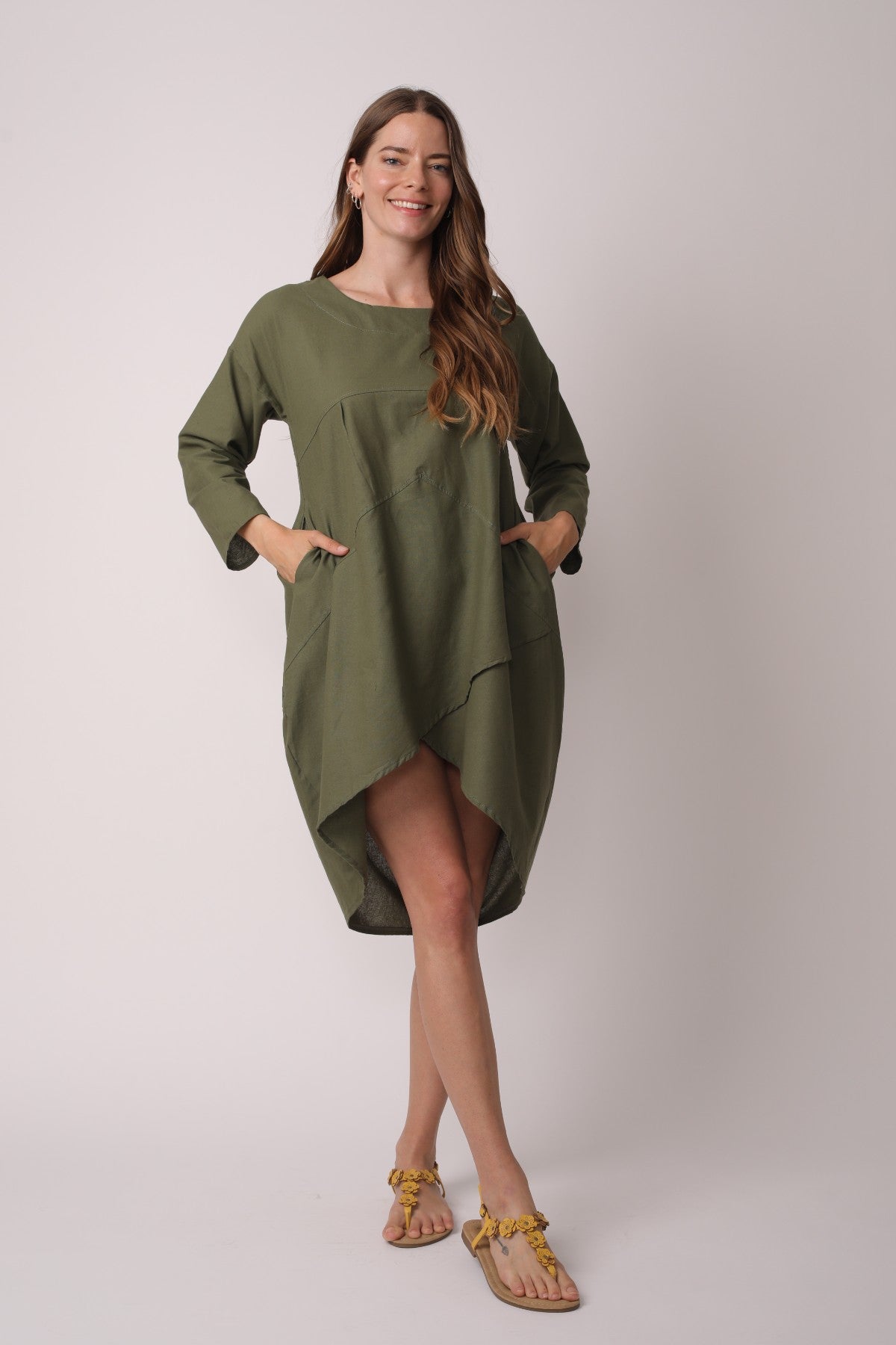 Plus Size Crew Neck Asymmetric Split Tunic