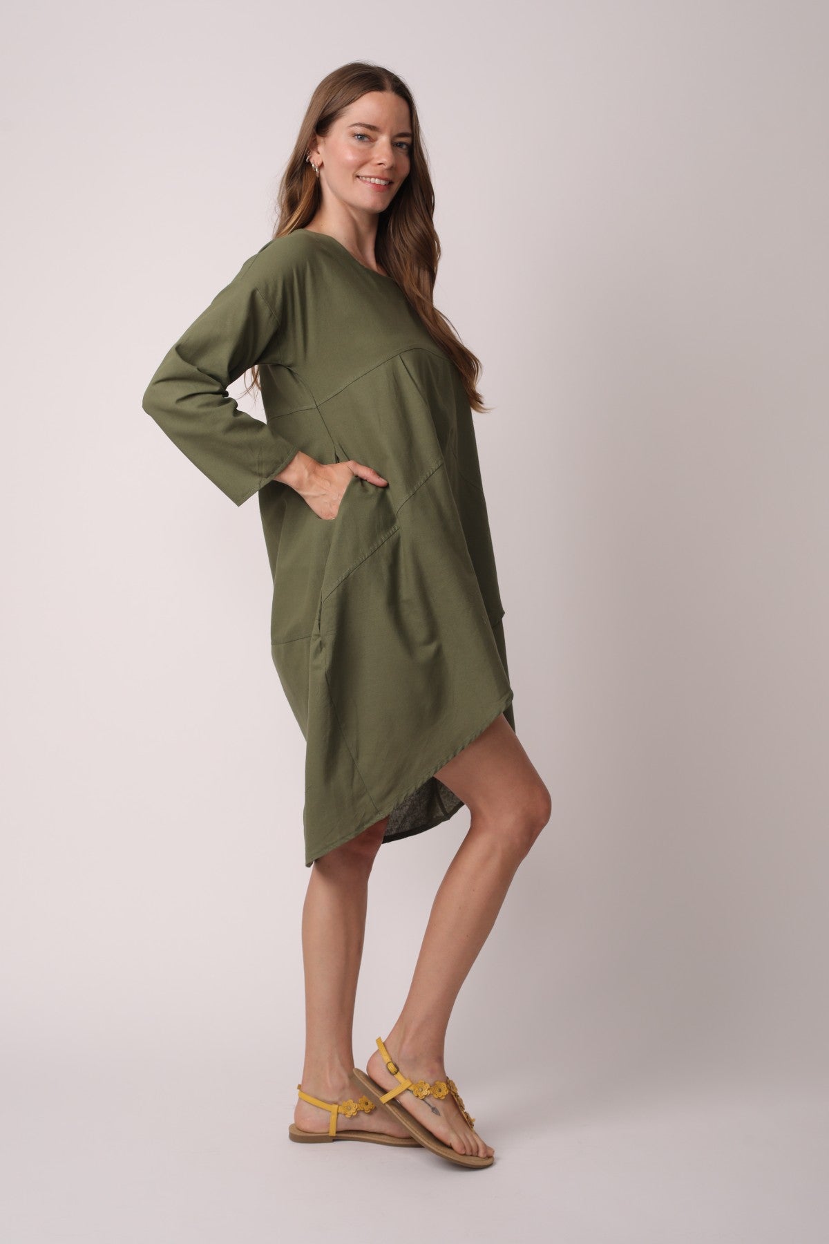 Plus Size Crew Neck Asymmetric Split Tunic