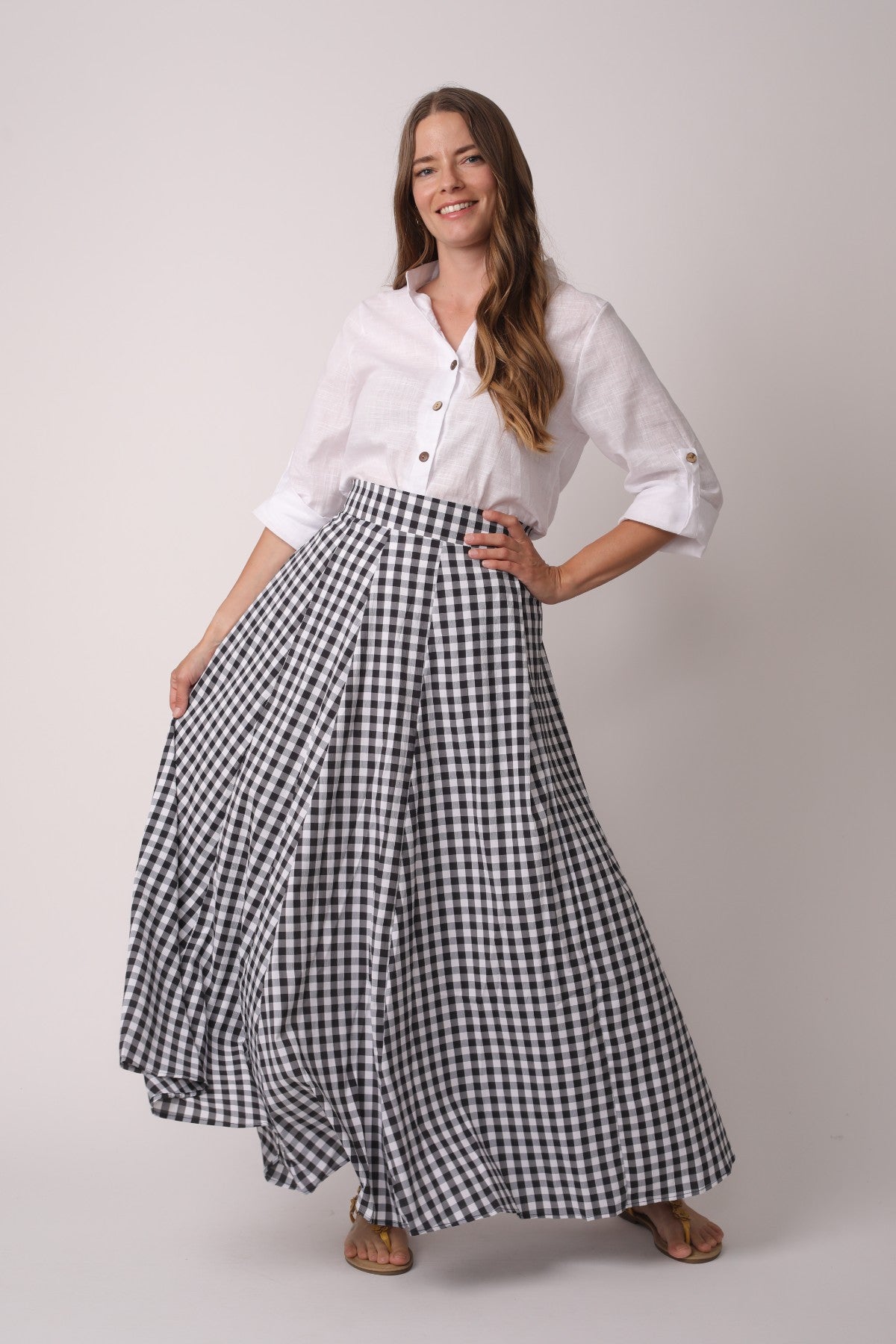 Crystal Elegant Plaid Maxi Skirt
