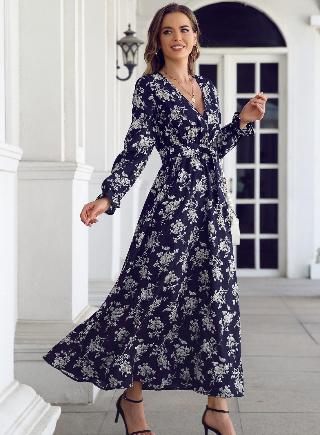 Buddhatrends Aurora Elegance Floral Maxi Dress