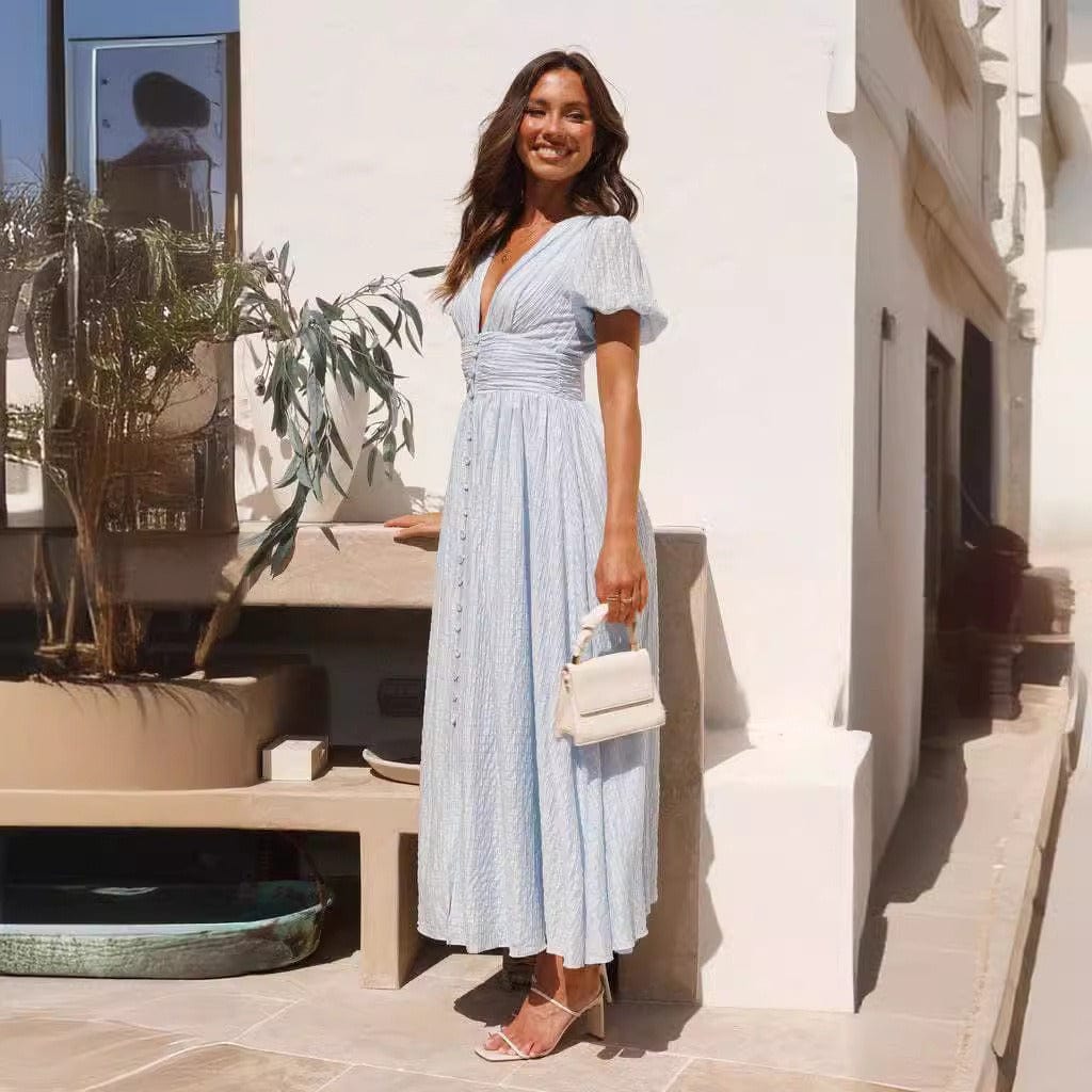 Buddhatrends Blue / S Stylish Oversized Hem Dress
