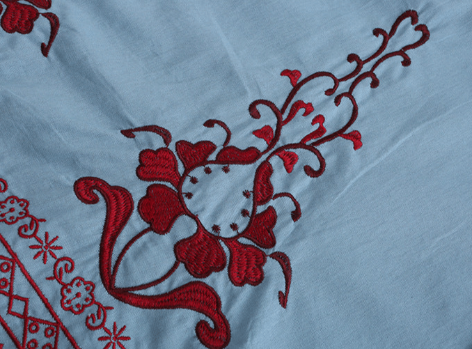 Buddhatrends Boho Chic Blue & Red Embroidered Dress