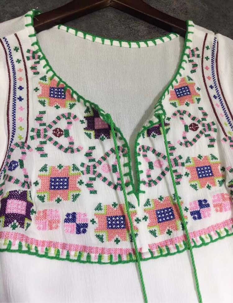 Buddhatrends Boho Inspired Floral Embroidered Maxi Dress