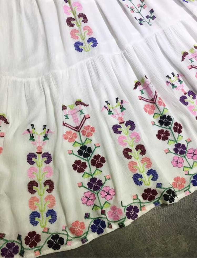 Buddhatrends Boho Inspired Floral Embroidered Maxi Dress
