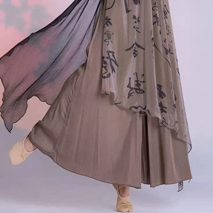 Buddhatrends Chinese Calligraphy Flowy Palazzo Pants