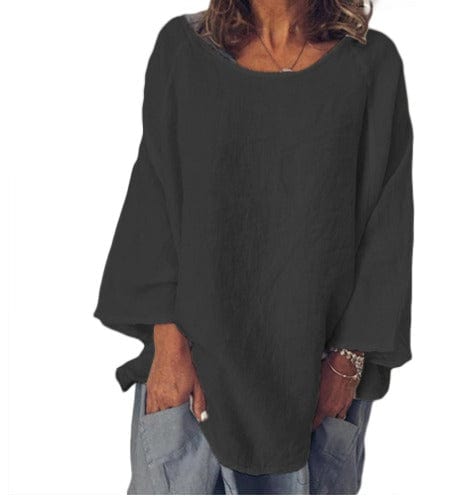 Buddhatrends Gray / S Bohème Oversized Long Sleeve T-Shirt