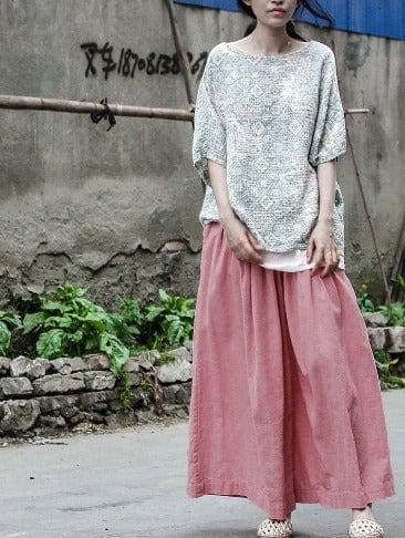 Buddhatrends Pink Cotton Linen Palazzo Pants | Lotus