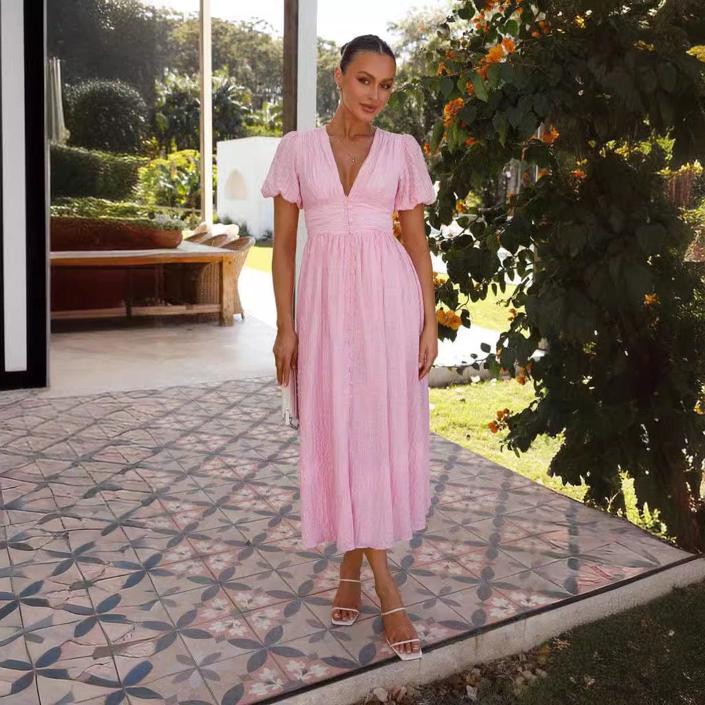 Buddhatrends Pink / S Stylish Oversized Hem Dress