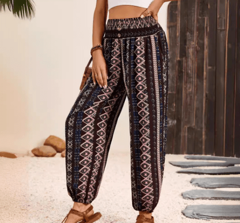 Buddhatrends S Blossom Belle High-Waisted Print Pants