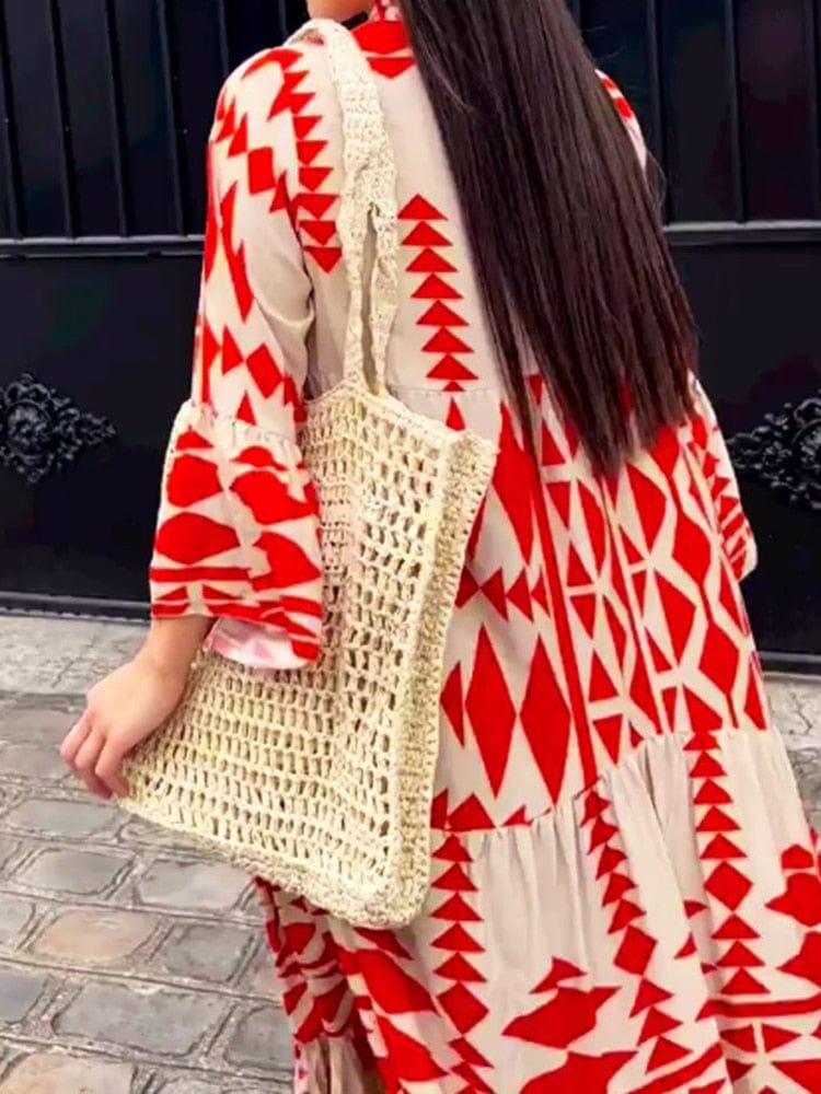 Buddhatrends Tribal Art Button Up Maxi Dress