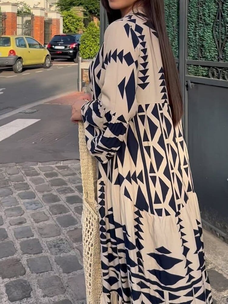 Buddhatrends Tribal Art Button Up Maxi Dress