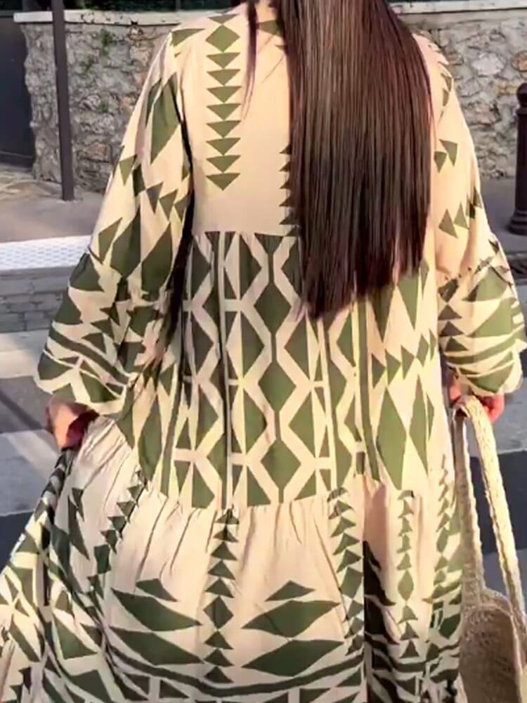 Buddhatrends Tribal Art Button Up Maxi Dress