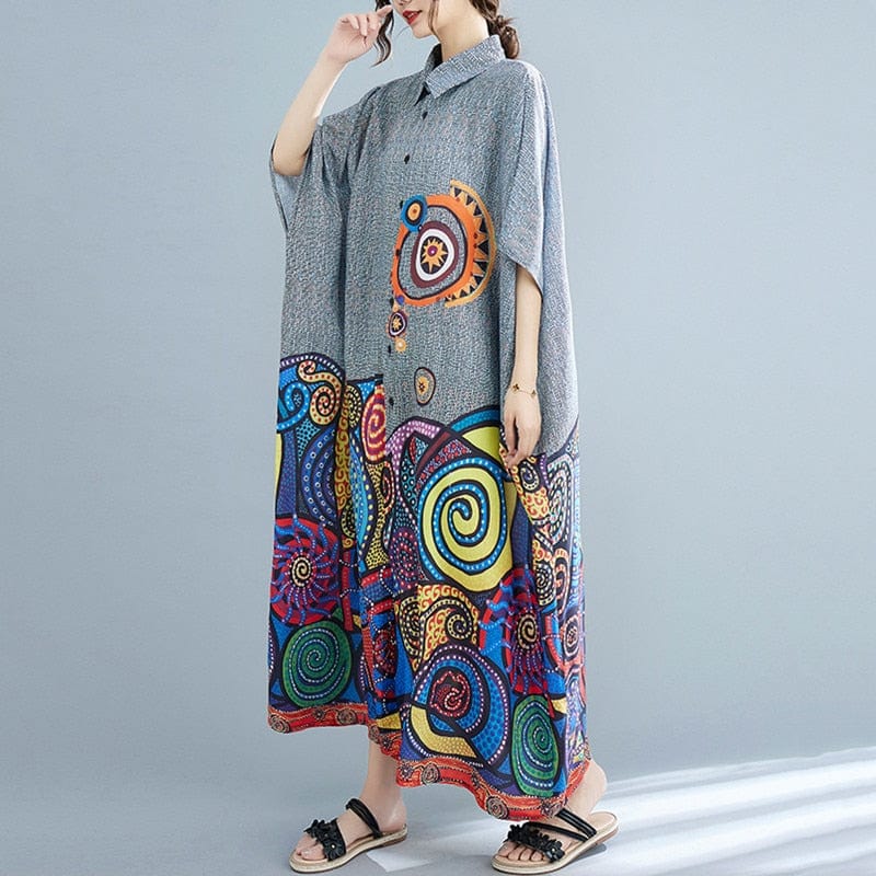 Buddhatrends Dresses Manny oversized Floral Shirt Dress