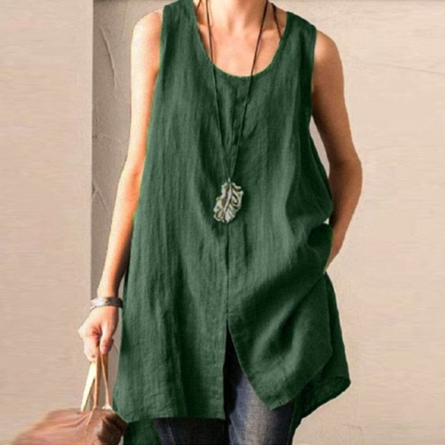 Buddha Trends 5XL / green Plus Size Long Striped Tank Top