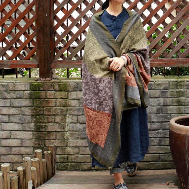 Paisley Print Oversized Vintage Scarves | Zen - Army Green / One Size - Buddha Trends