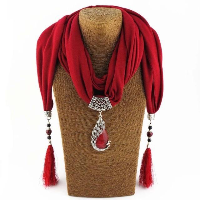 Buddha Trends Beaded Scarf Necklace With Tassels