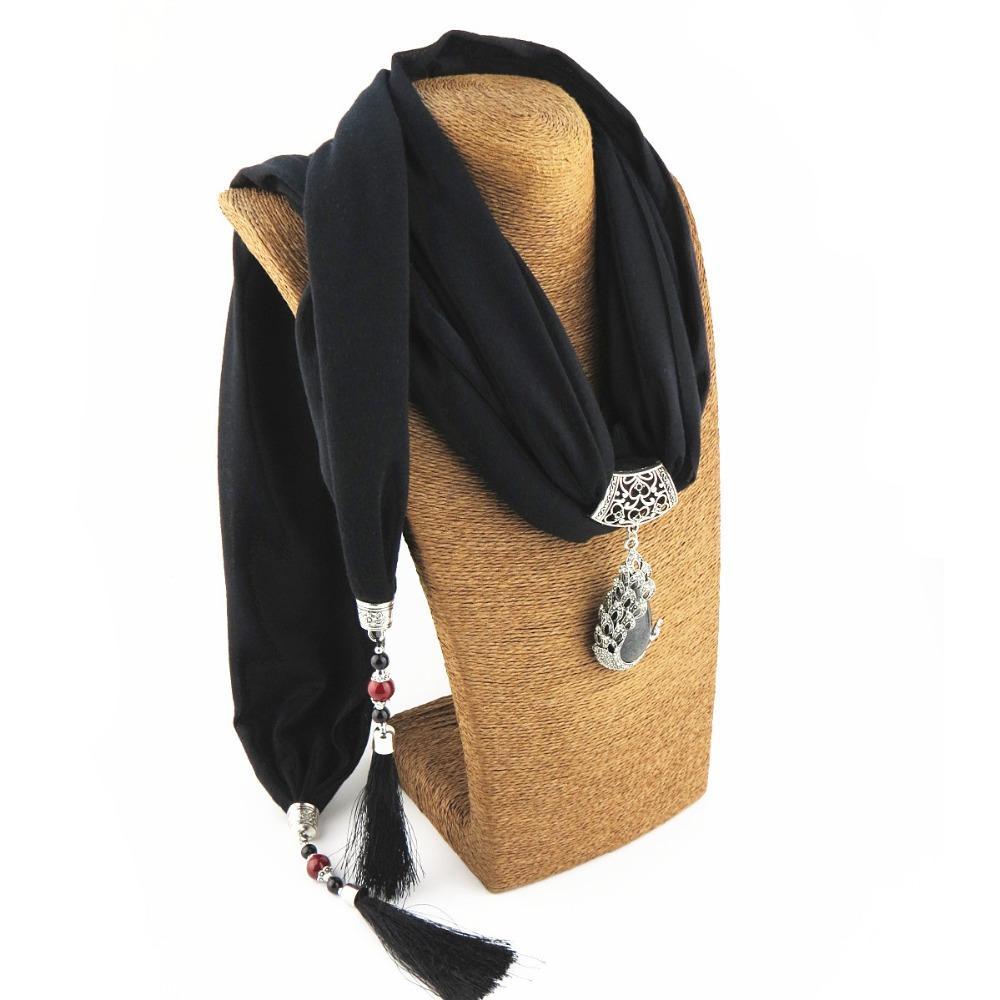 Buddha Trends Beaded Scarf Necklace With Tassels