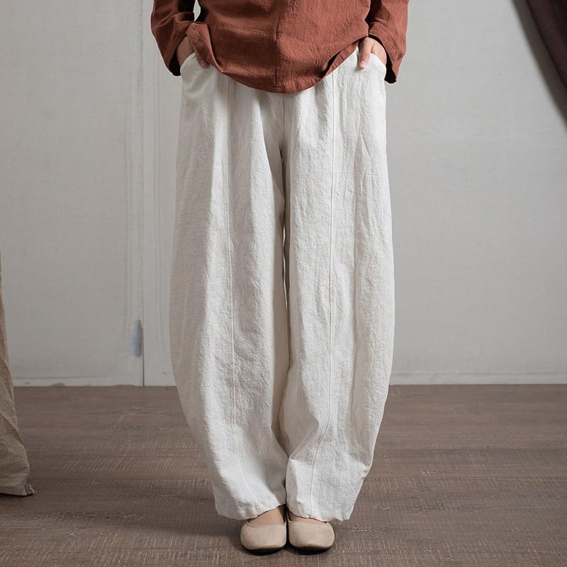Buddha Trends Beige / One Size Japanese Zen Cotton Linen Palazzo Pants | Zen