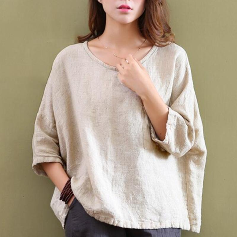 Buddha Trends Beige / One Size Loose Cotton and Linen Shirt | Zen