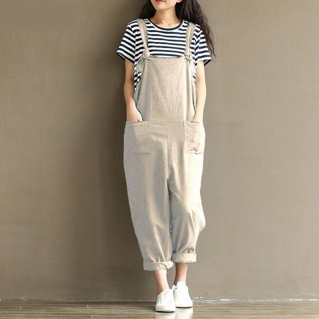 Buddha Trends Beige / S Plus Size 90s Overalls for women