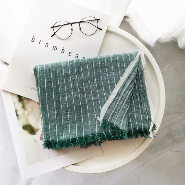 Buddha Trends Black Green Thin Cotton Shawls