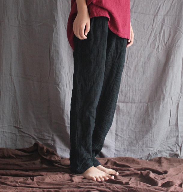 Buddha Trends Black / M Cotton And Linen Pants  | Zen