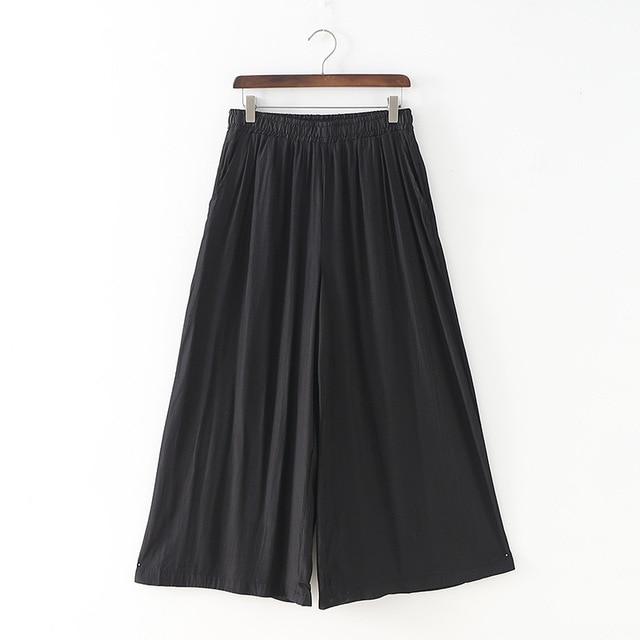 Buddha Trends Black / One Size Elastic Waist Wide Leg Palazzo Pants | Zen