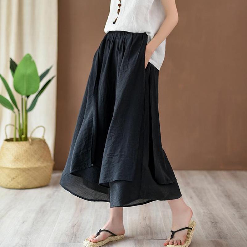 Buddha Trends Black / One Size Flowy 3/4 Length Palazzo Pants | Zen