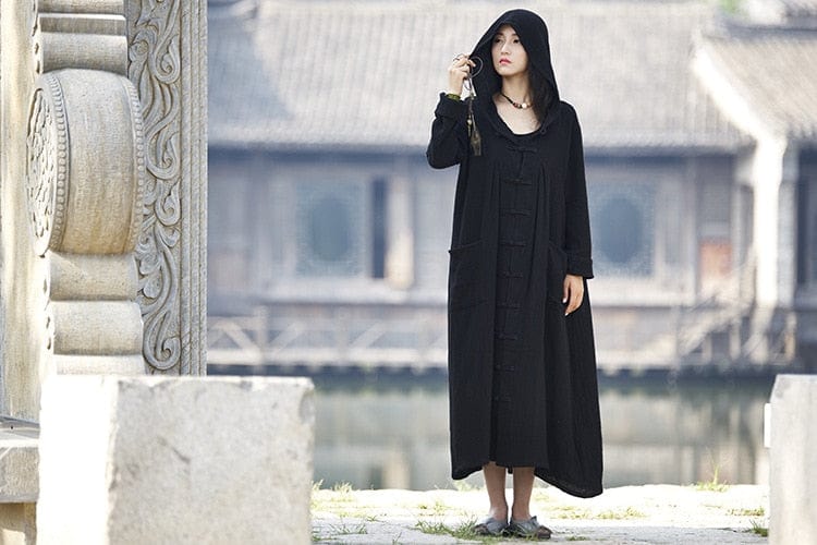 Buddha Trends Black / One Size Oversized Vintage Hooded Jacket