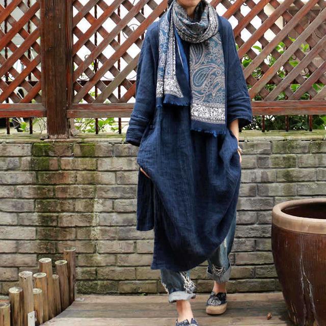 Buddha Trends Blue / One Size Paisley Print Oversized Vintage Scarves | Zen