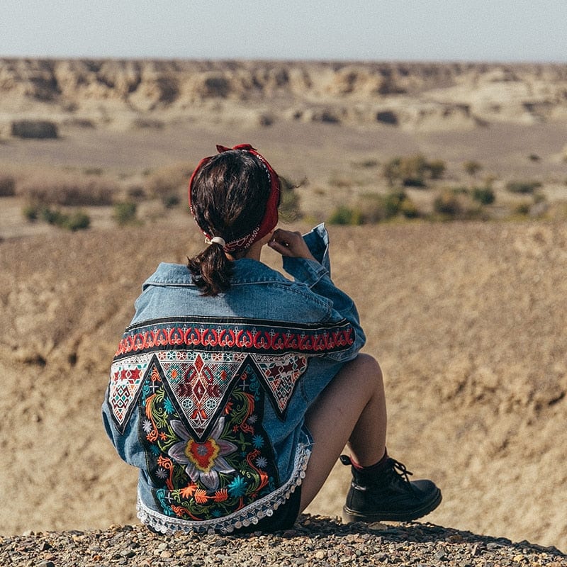 Buddha Trends Boho Handmade Embroidered Denim Jacket