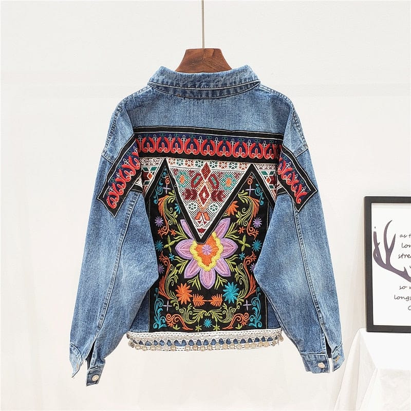 Buddha Trends Boho Handmade Embroidered Denim Jacket