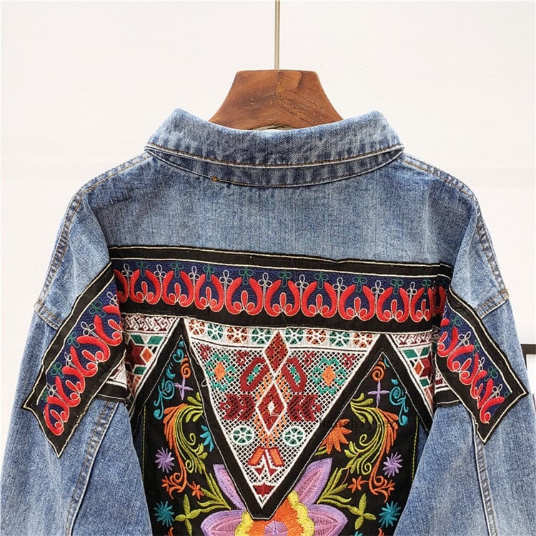 Buddha Trends Boho Handmade Embroidered Denim Jacket