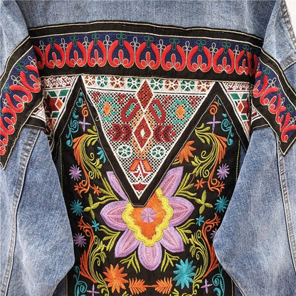 Buddha Trends Boho Handmade Embroidered Denim Jacket