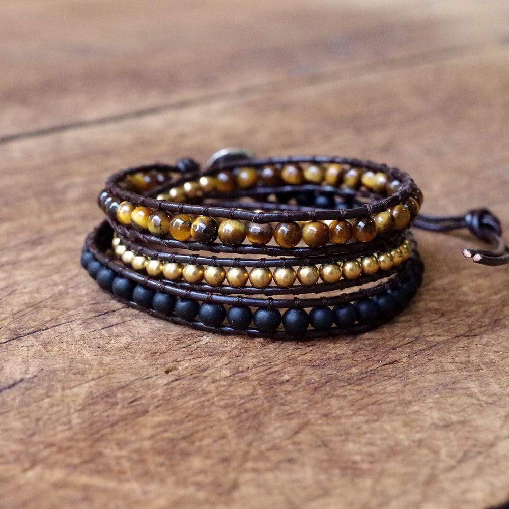 Buddha Trends Bracelets Beaded Tiger Eye Leather Bracelet