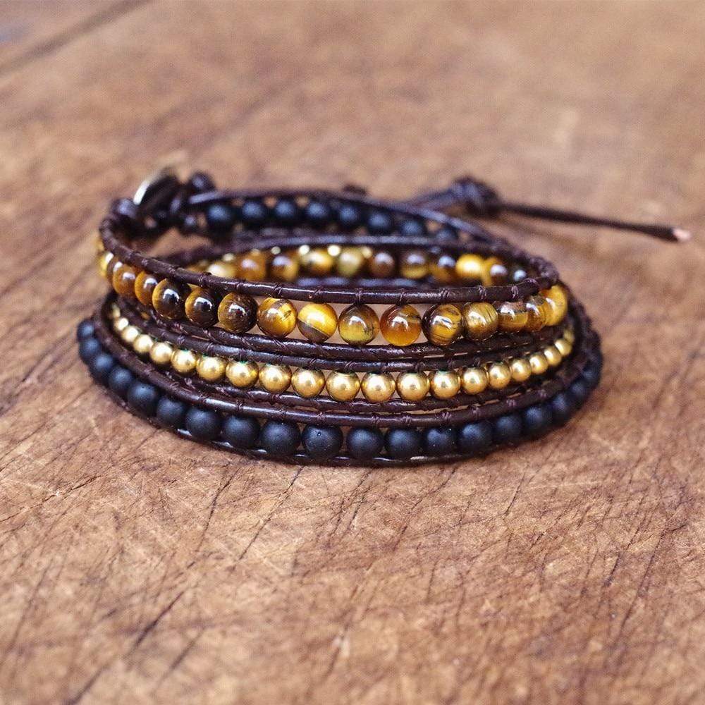 Buddha Trends Bracelets Beaded Tiger Eye Leather Bracelet
