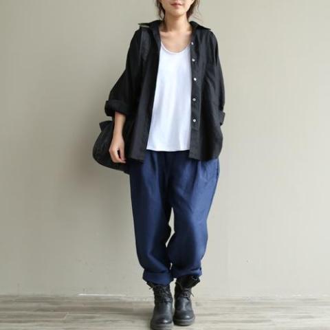 Buddha Trends Casual Literary Roll-up Trousers | Zen