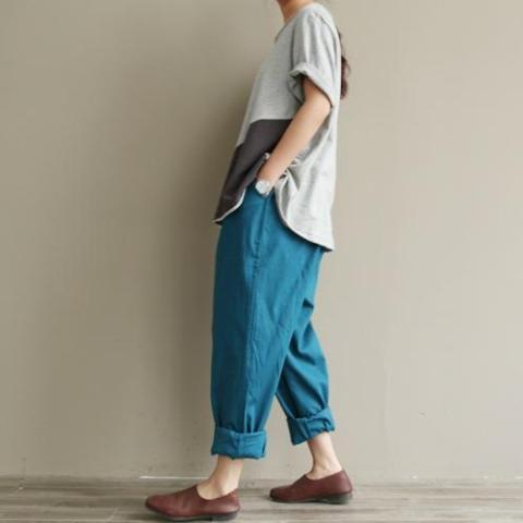 Buddha Trends Casual Literary Roll-up Trousers | Zen