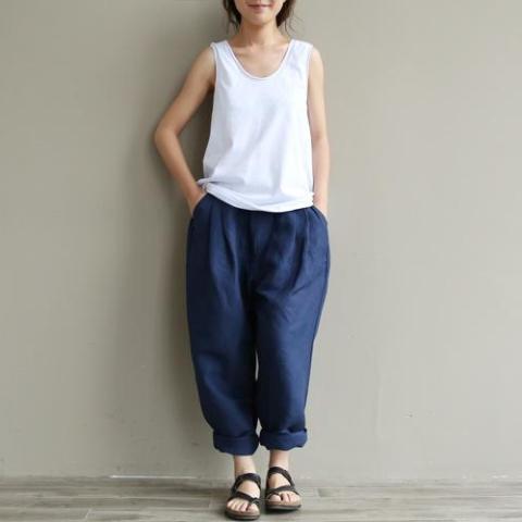 Buddha Trends Casual Literary Roll-up Trousers | Zen