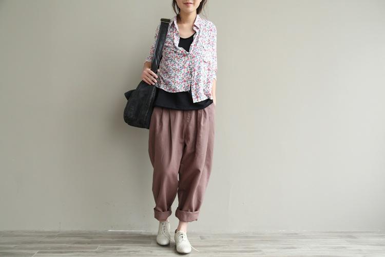 Buddha Trends Casual Literary Roll-up Trousers | Zen