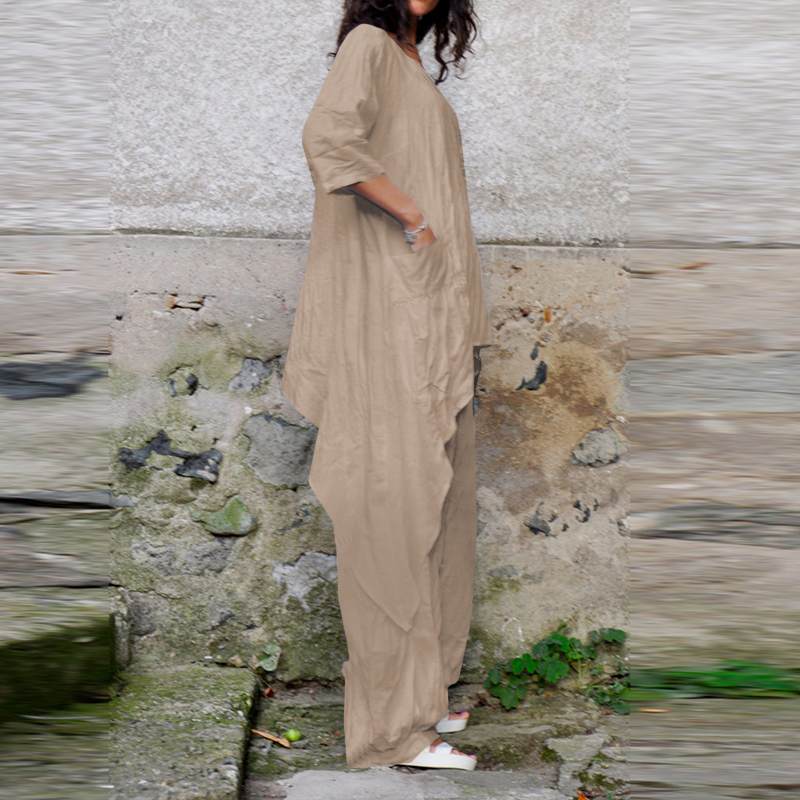 Buddha Trends Celmia Long Asymmetrical Shirt + Pants Set