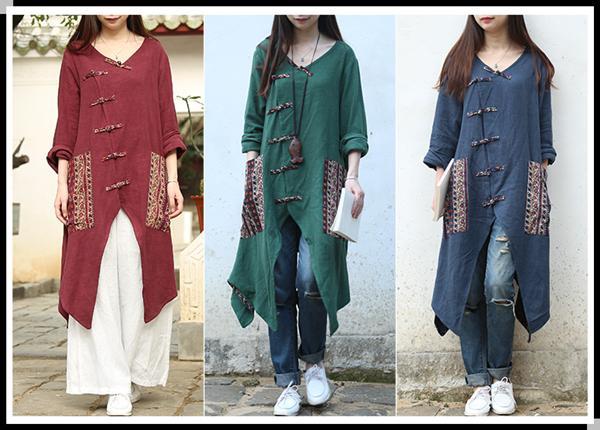 Buddha Trends Chinese Style Draped Linen Shirt | Zen