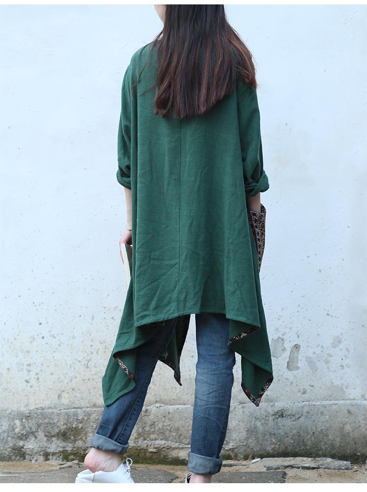 Buddha Trends Chinese Style Draped Linen Shirt | Zen