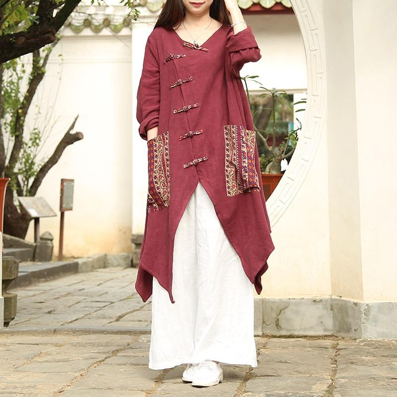 Buddha Trends Chinese Style Draped Linen Shirt | Zen