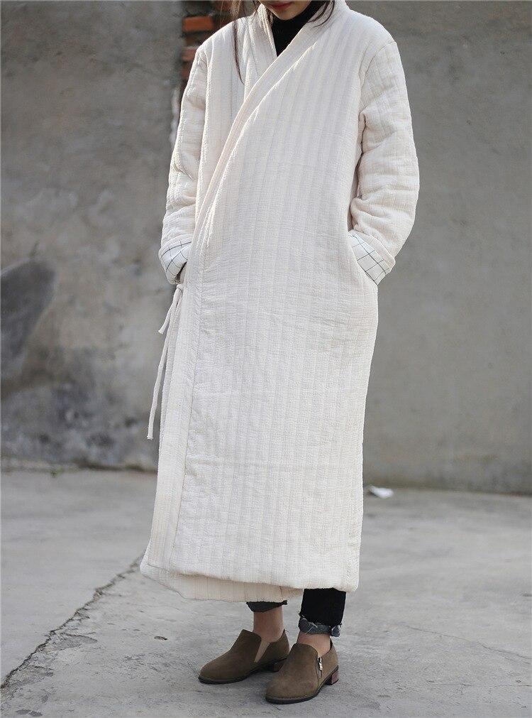 Buddha Trends Cotton Linen Ankle Length Trench Coat
