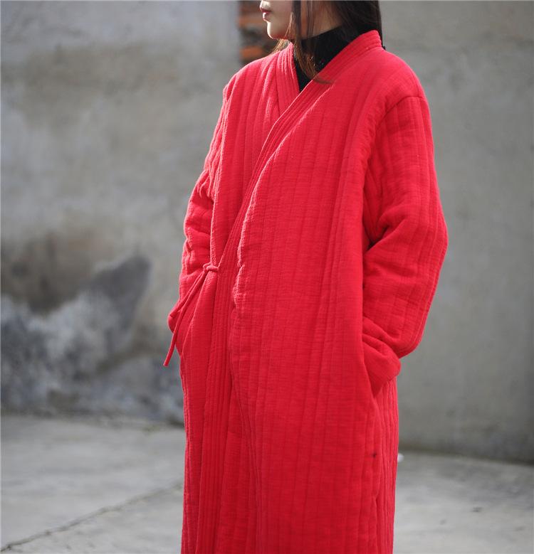 Buddha Trends Cotton Linen Ankle Length Trench Coat